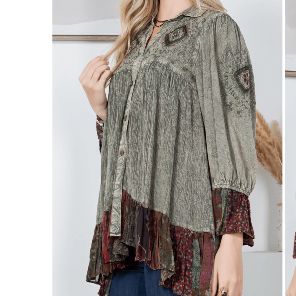 Young Threads Bohemian Style Button Down Shirt - Picture 3 of 8